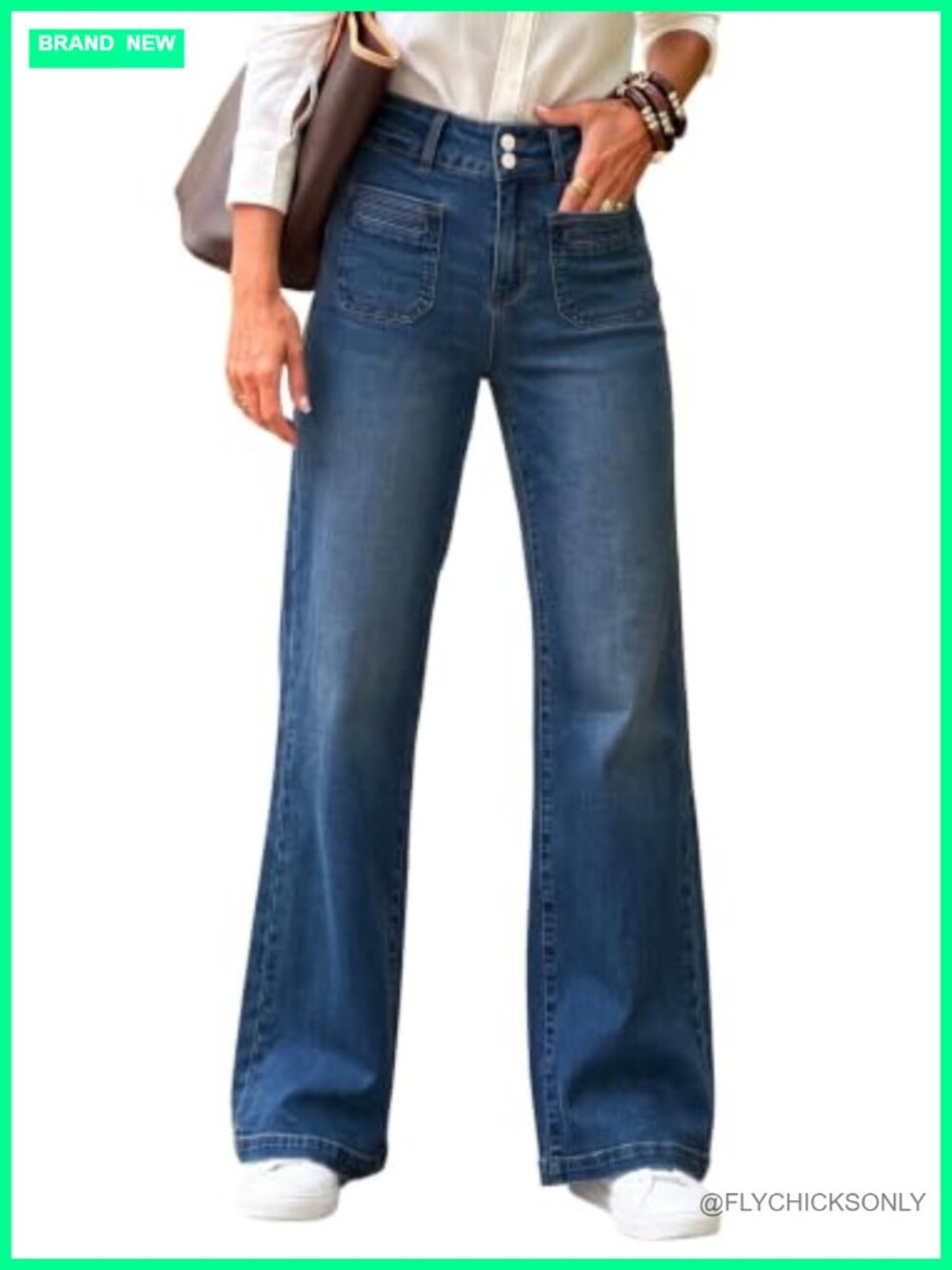 Wide Leg High Waisted Jeans Tummy Control Stretch Denim Pants